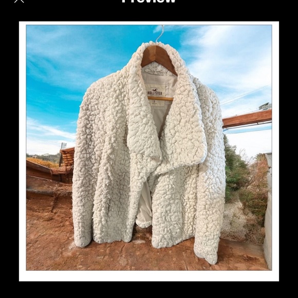 Hollister White Teddy Jacket Plush Cozy Outerwear - Picture 4 of 4